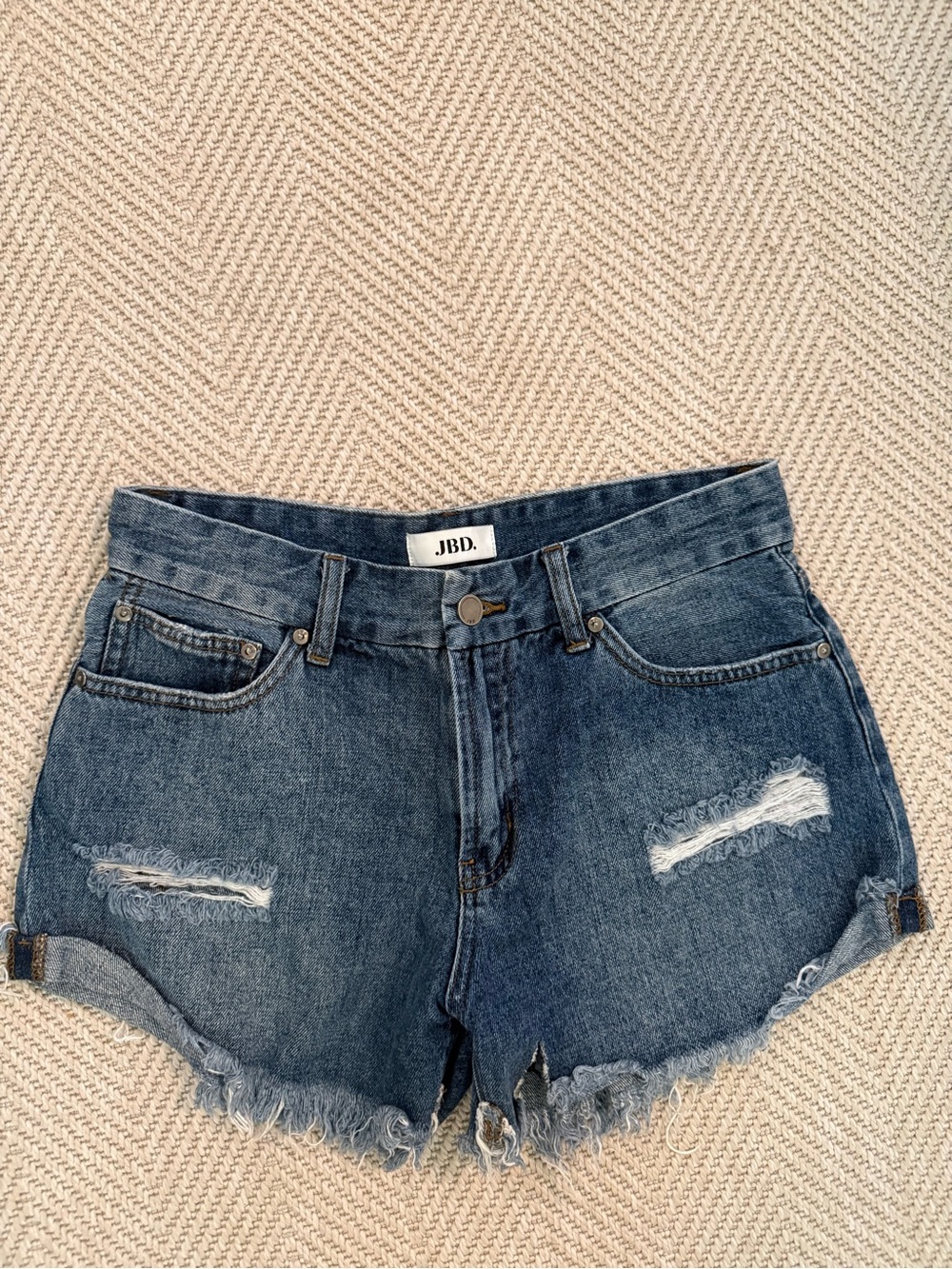 Just Black Distressed Dark Blue Jean Shorts